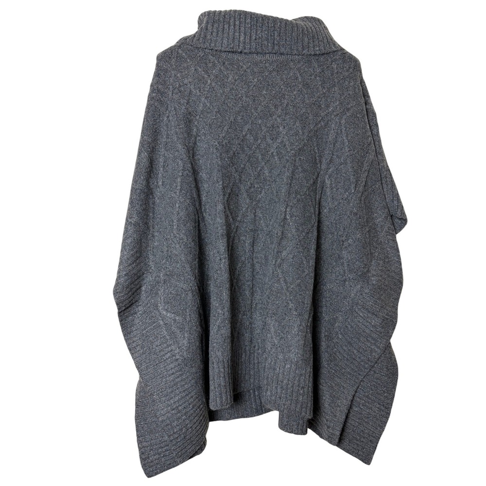 Loft Gray Cable Knit Turtleneck Poncho Sweater Wool Blend XS/S New